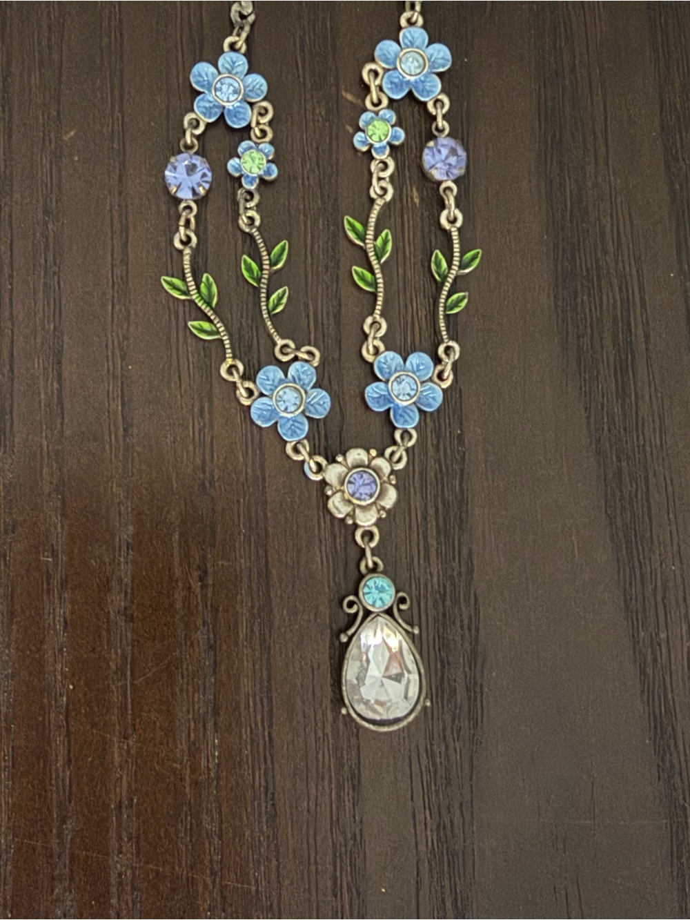 Delicate Blue Floral Drop Necklace - Women Jewelry